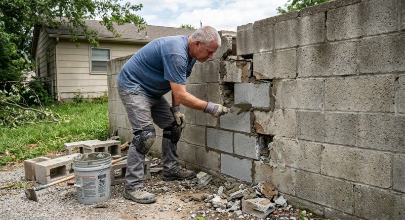 Cinder Block Wall Repair in Salt Lake County, UT