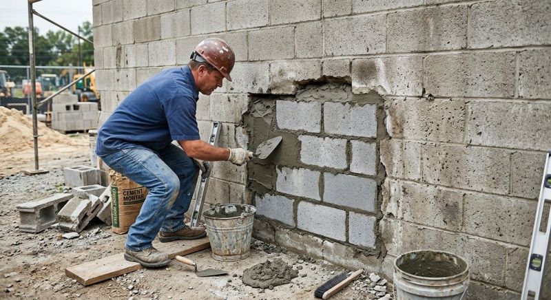 Cinder Block Wall Repair in Salt Lake County, UT